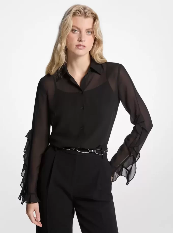 Geplooide Georgette Blouse
