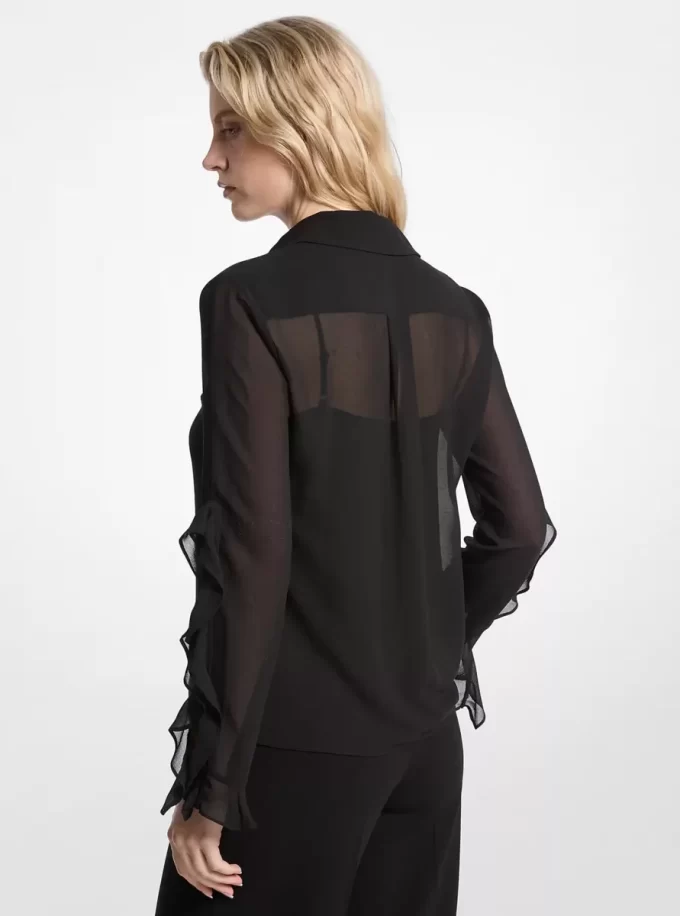 Geplooide Georgette Blouse