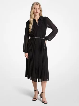Geplooide Georgette-overhemdjurk